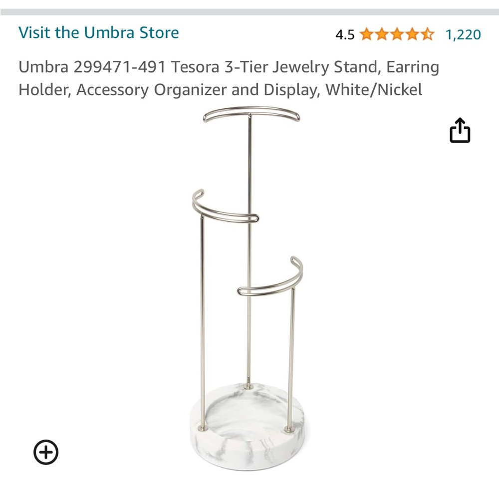 Umbra jewelry stand - Marble and brushed nickel